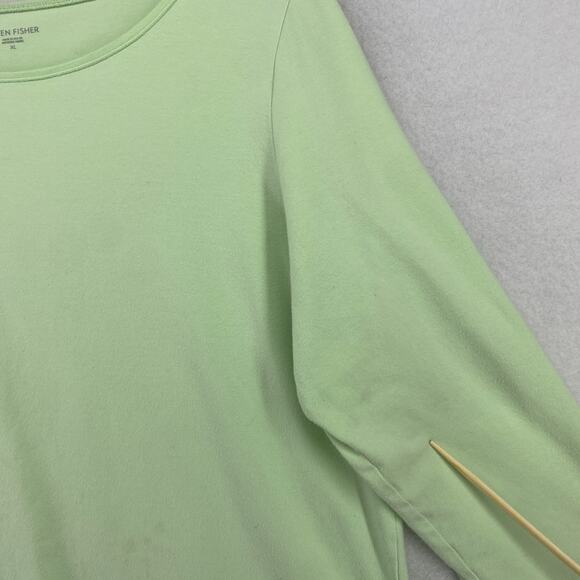 EILEEN FISHER Top XL Organic Cotton Stretch Jersey Scoop Neck 3/4 Sleeve Green - Picture 11 of 14
